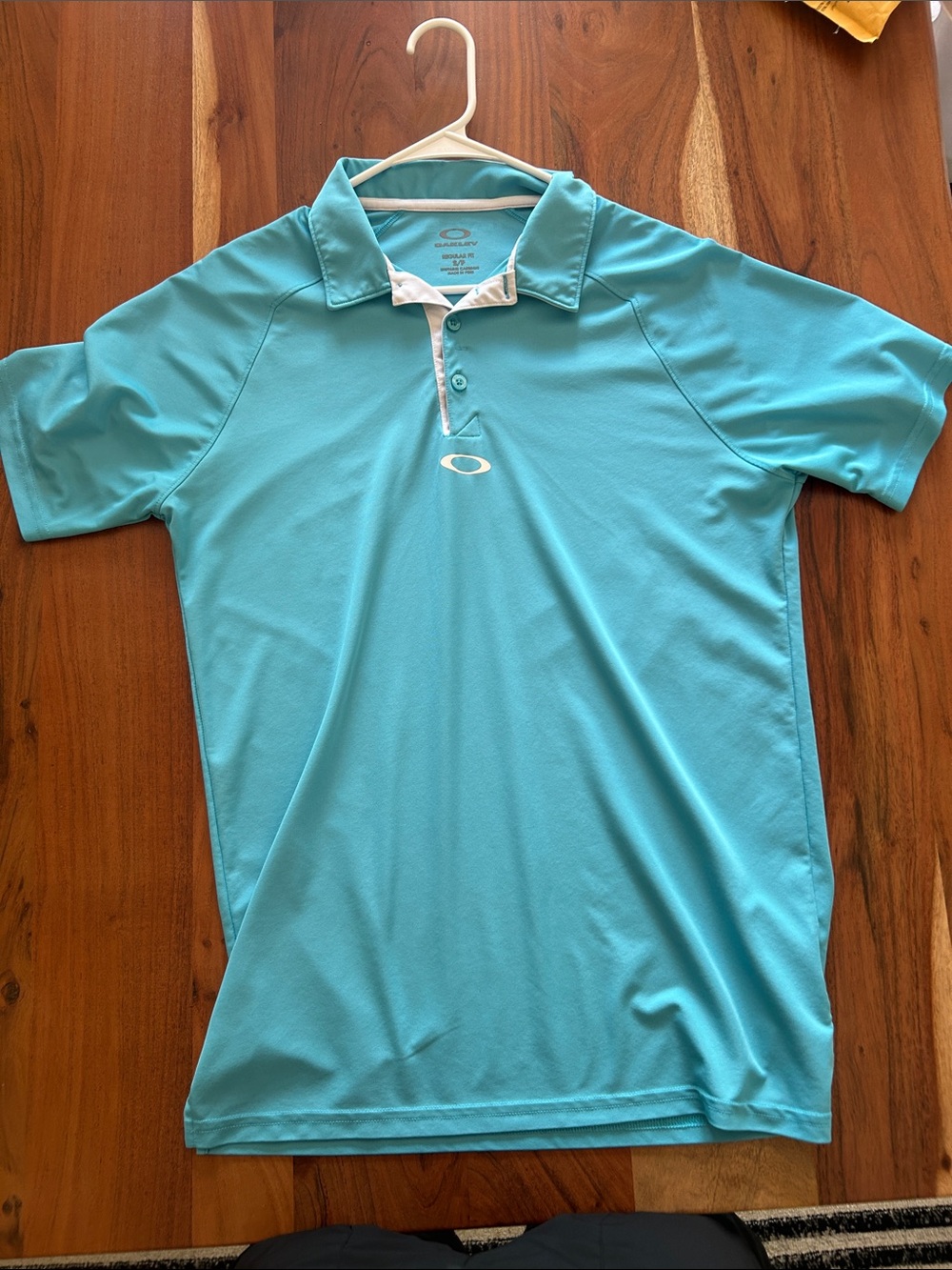 Oakley Men's Aqua Blue Performance Polo with White Trim